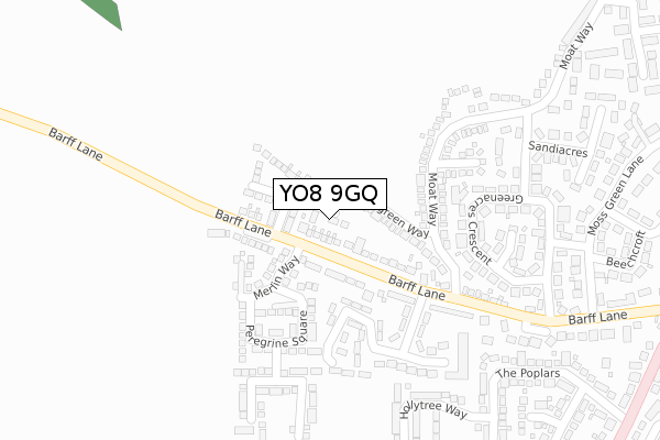 YO8 9GQ map - large scale - OS Open Zoomstack (Ordnance Survey)