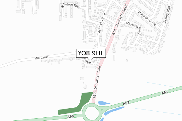 YO8 9HL map - large scale - OS Open Zoomstack (Ordnance Survey)