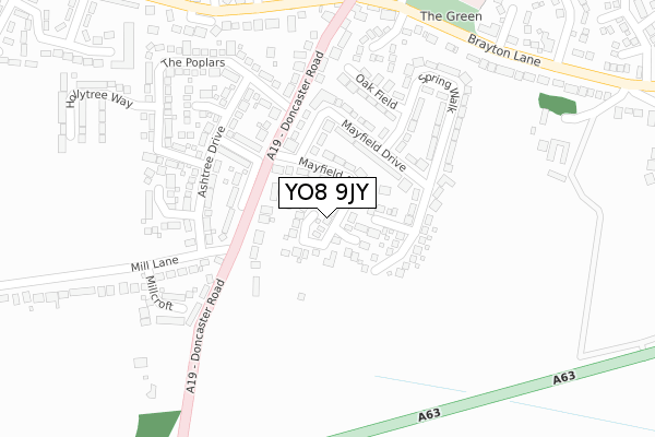 YO8 9JY map - large scale - OS Open Zoomstack (Ordnance Survey)