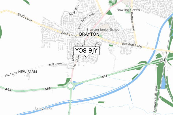 YO8 9JY map - small scale - OS Open Zoomstack (Ordnance Survey)