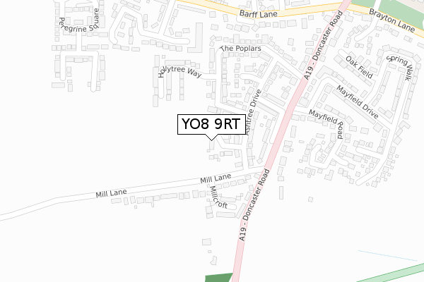 YO8 9RT map - large scale - OS Open Zoomstack (Ordnance Survey)