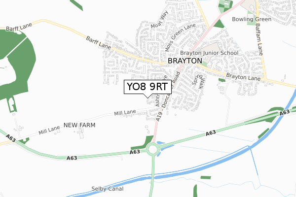 YO8 9RT map - small scale - OS Open Zoomstack (Ordnance Survey)