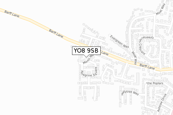 YO8 9SB map - large scale - OS Open Zoomstack (Ordnance Survey)