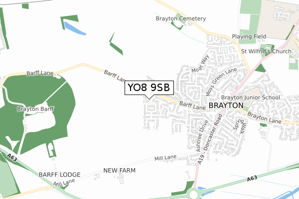YO8 9SB map - small scale - OS Open Zoomstack (Ordnance Survey)