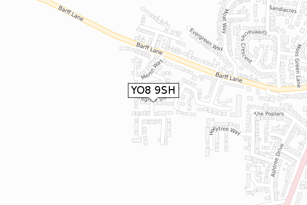 YO8 9SH map - large scale - OS Open Zoomstack (Ordnance Survey)