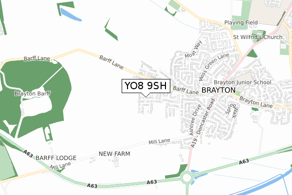YO8 9SH map - small scale - OS Open Zoomstack (Ordnance Survey)