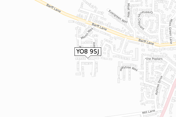 YO8 9SJ map - large scale - OS Open Zoomstack (Ordnance Survey)