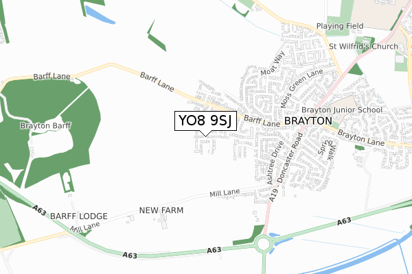 YO8 9SJ map - small scale - OS Open Zoomstack (Ordnance Survey)