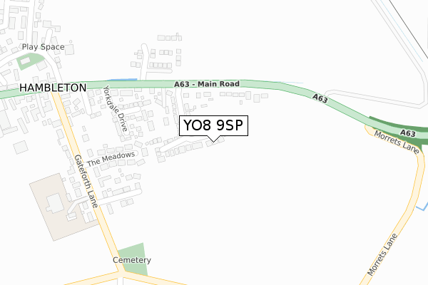 YO8 9SP map - large scale - OS Open Zoomstack (Ordnance Survey)