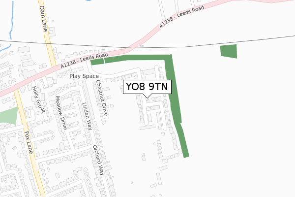 YO8 9TN map - large scale - OS Open Zoomstack (Ordnance Survey)