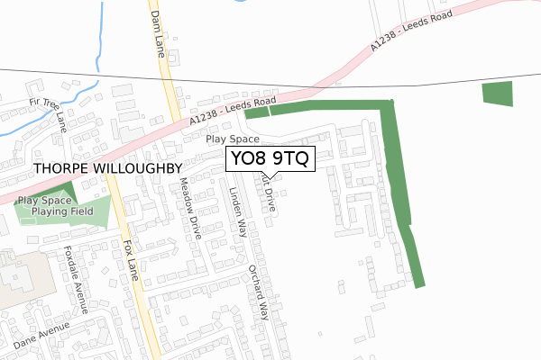 YO8 9TQ map - large scale - OS Open Zoomstack (Ordnance Survey)