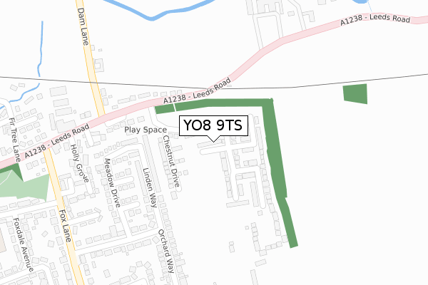 YO8 9TS map - large scale - OS Open Zoomstack (Ordnance Survey)