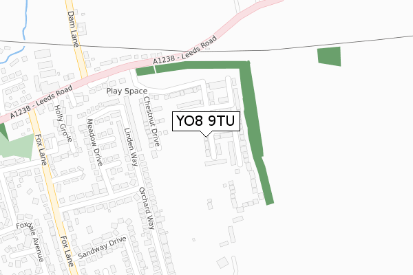 YO8 9TU map - large scale - OS Open Zoomstack (Ordnance Survey)