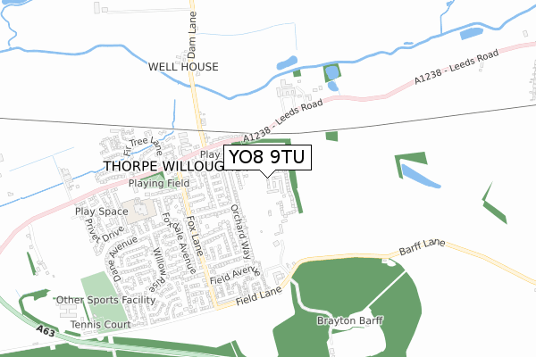 YO8 9TU map - small scale - OS Open Zoomstack (Ordnance Survey)