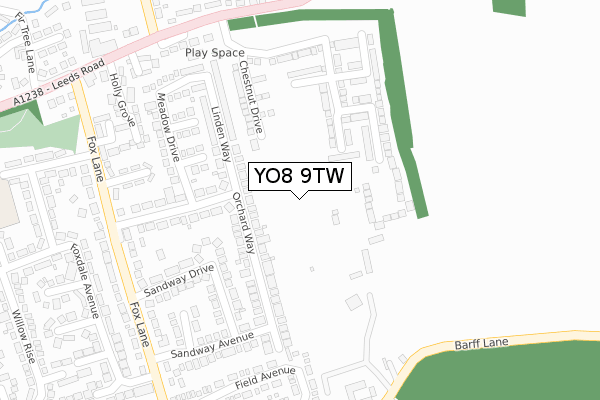 YO8 9TW map - large scale - OS Open Zoomstack (Ordnance Survey)