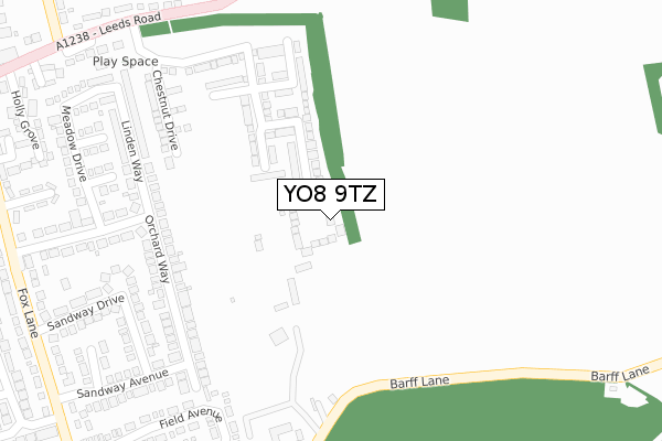 YO8 9TZ map - large scale - OS Open Zoomstack (Ordnance Survey)