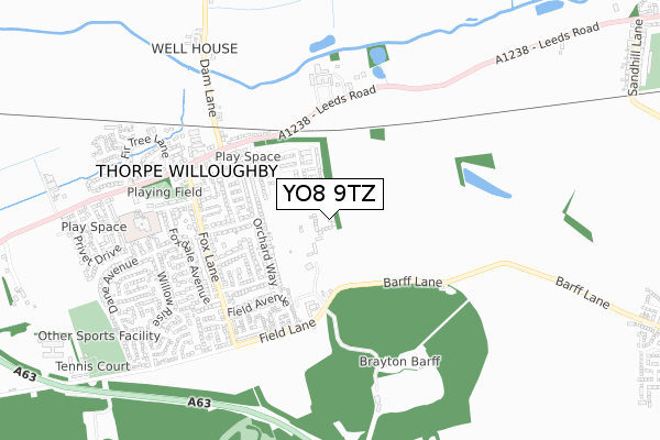YO8 9TZ map - small scale - OS Open Zoomstack (Ordnance Survey) YO8 9TZ map - small scale - OS Open Zoomstack (Ordnance Survey)