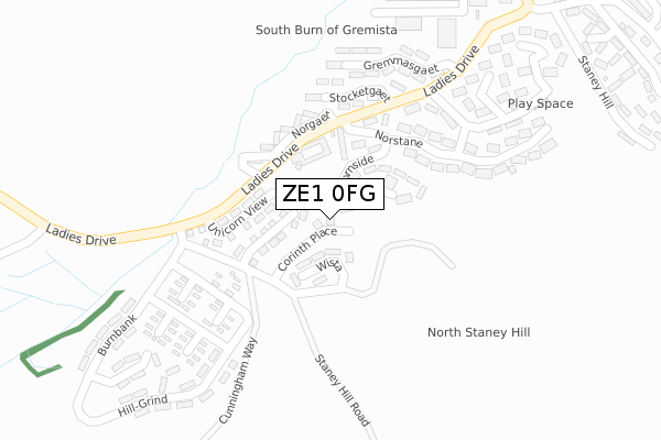ZE1 0FG map - large scale - OS Open Zoomstack (Ordnance Survey)