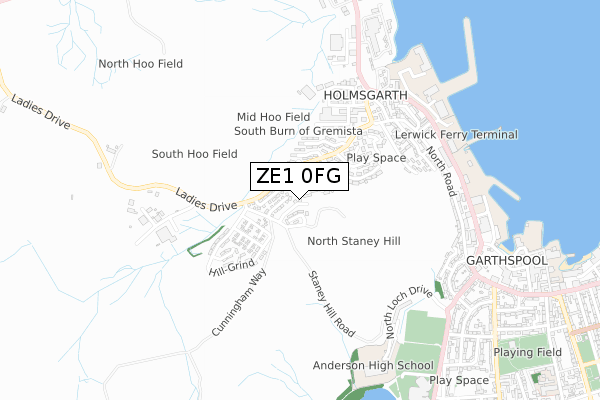 ZE1 0FG map - small scale - OS Open Zoomstack (Ordnance Survey)
