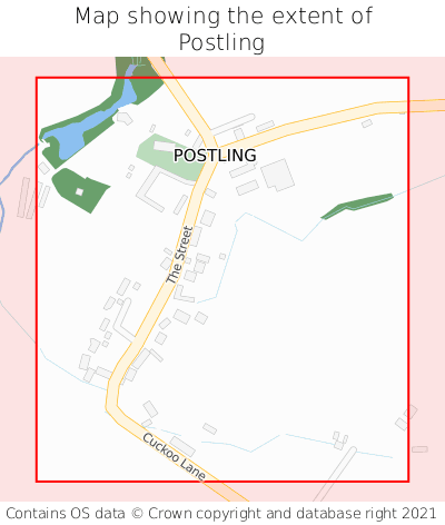 Map showing extent of Postling as bounding box