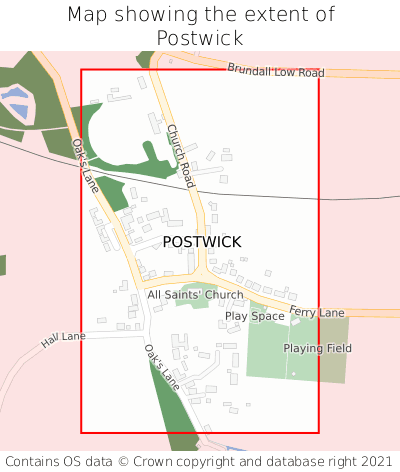 Map showing extent of Postwick as bounding box