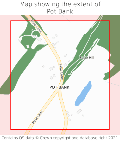 Map showing extent of Pot Bank as bounding box