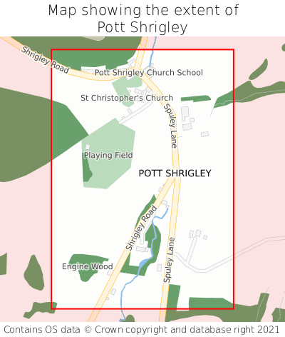 Map showing extent of Pott Shrigley as bounding box