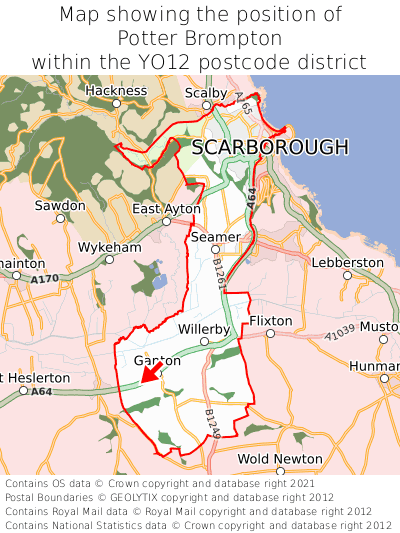 Map showing location of Potter Brompton within YO12