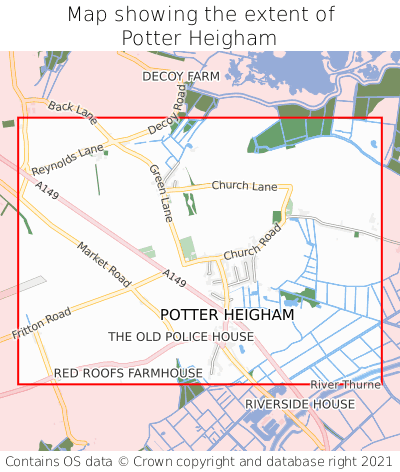 Map showing extent of Potter Heigham as bounding box
