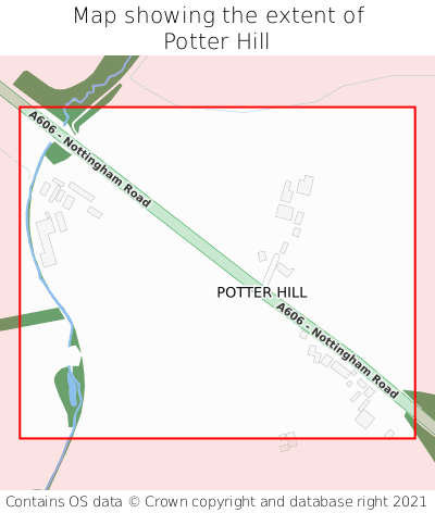 Map showing extent of Potter Hill as bounding box