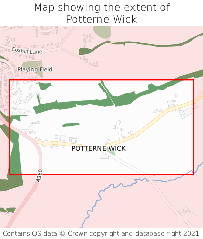 Map showing extent of Potterne Wick as bounding box