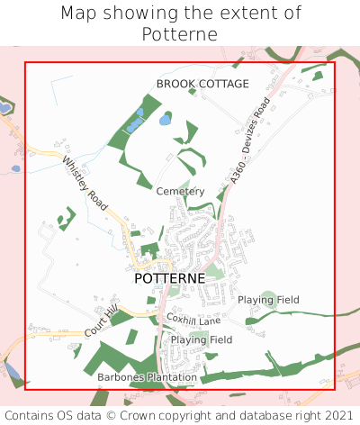 Map showing extent of Potterne as bounding box
