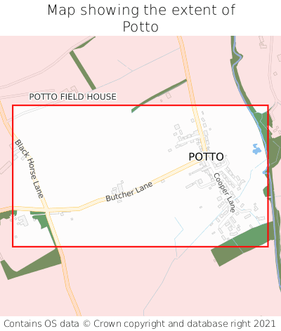 Map showing extent of Potto as bounding box
