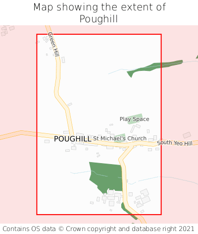 Map showing extent of Poughill as bounding box