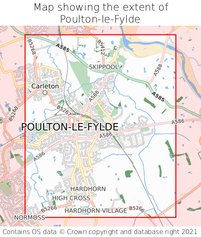 Map showing extent of Poulton-le-Fylde as bounding box
