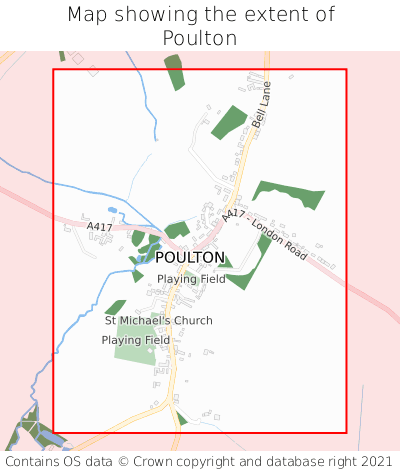 Map showing extent of Poulton as bounding box