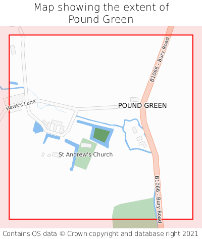 Map showing extent of Pound Green as bounding box