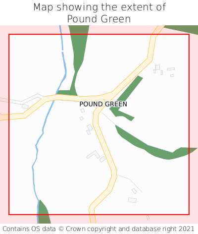 Map showing extent of Pound Green as bounding box