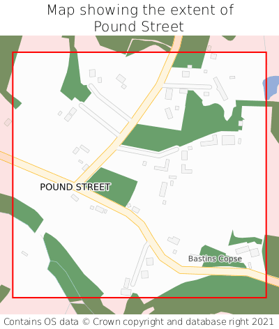Map showing extent of Pound Street as bounding box