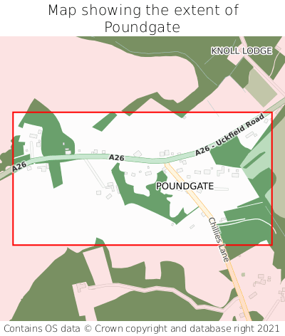 Map showing extent of Poundgate as bounding box