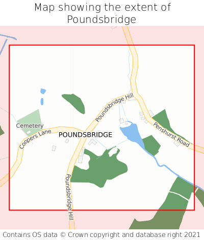 Map showing extent of Poundsbridge as bounding box
