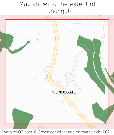 Map showing extent of Poundsgate as bounding box