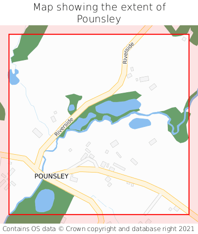 Map showing extent of Pounsley as bounding box