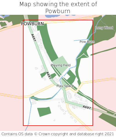 Map showing extent of Powburn as bounding box