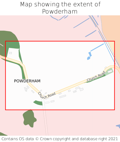 Map showing extent of Powderham as bounding box