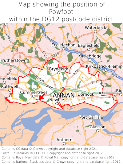 Map showing location of Powfoot within DG12