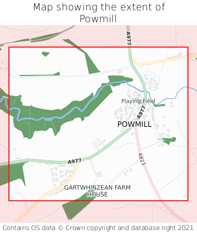 Map showing extent of Powmill as bounding box