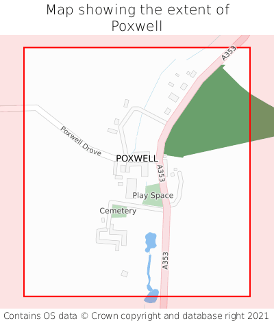 Map showing extent of Poxwell as bounding box