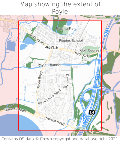 Map showing extent of Poyle as bounding box