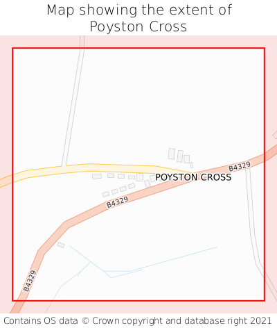 Map showing extent of Poyston Cross as bounding box